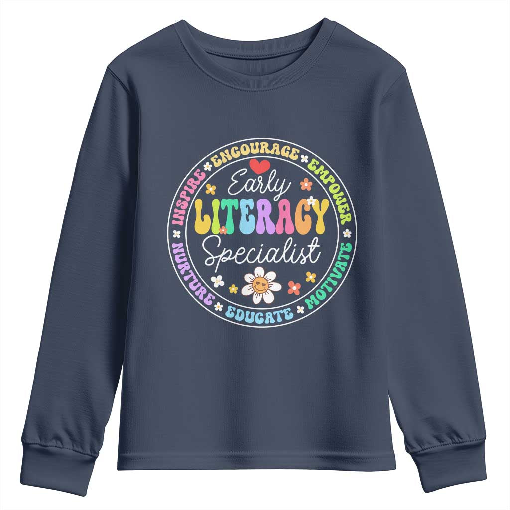 Early Literacy Specialist Youth Sweatshirt Reading Dyslexia Awareness Month