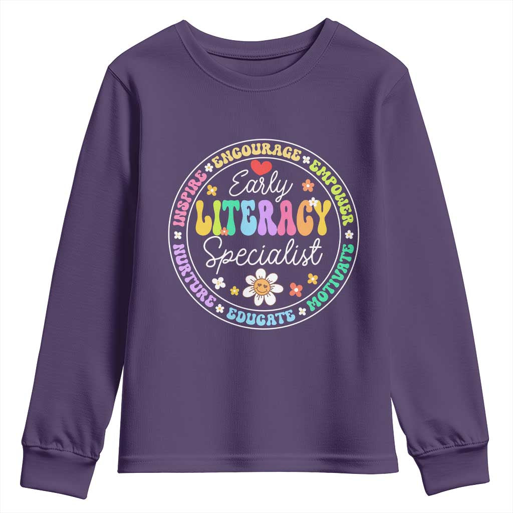 Early Literacy Specialist Youth Sweatshirt Reading Dyslexia Awareness Month