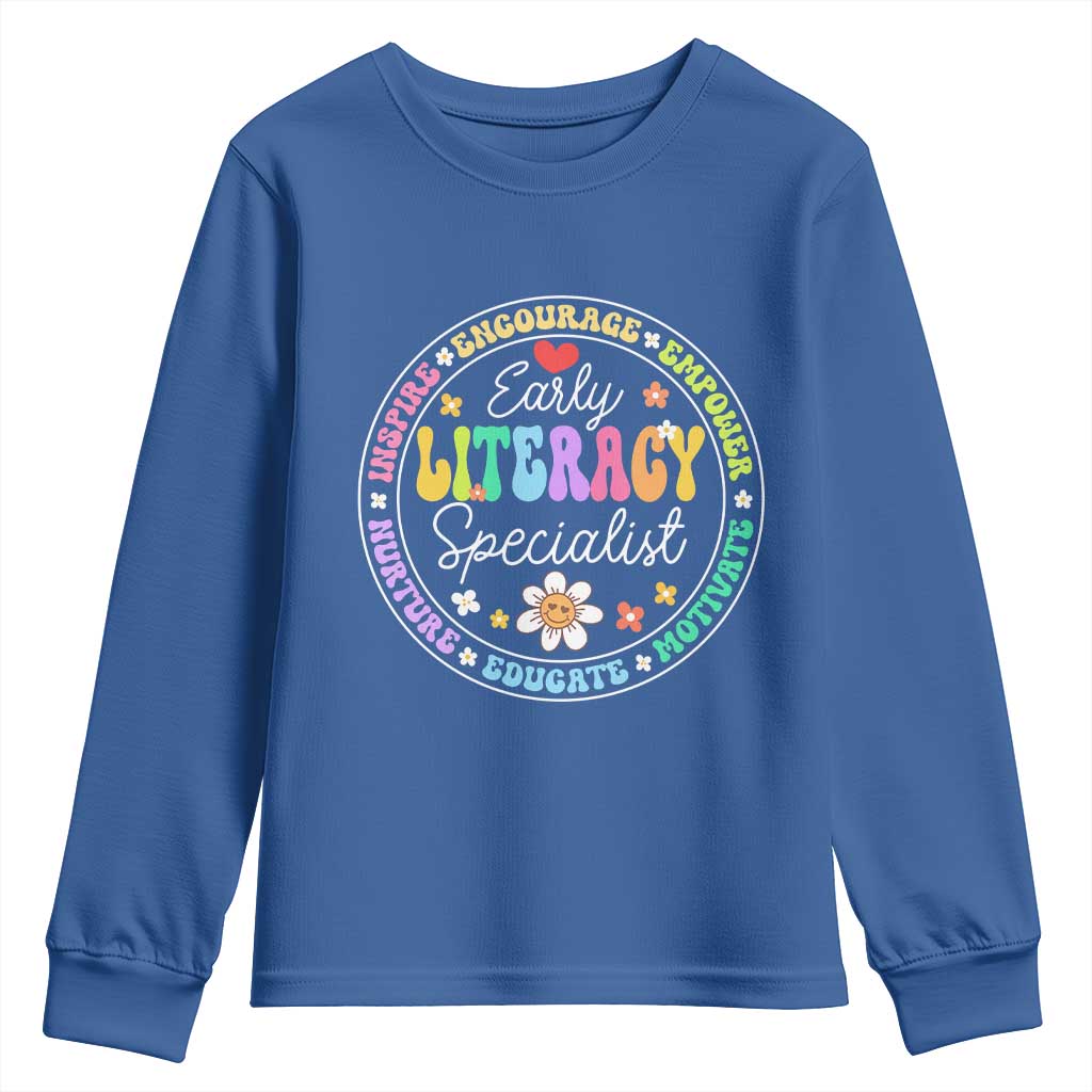 Early Literacy Specialist Youth Sweatshirt Reading Dyslexia Awareness Month