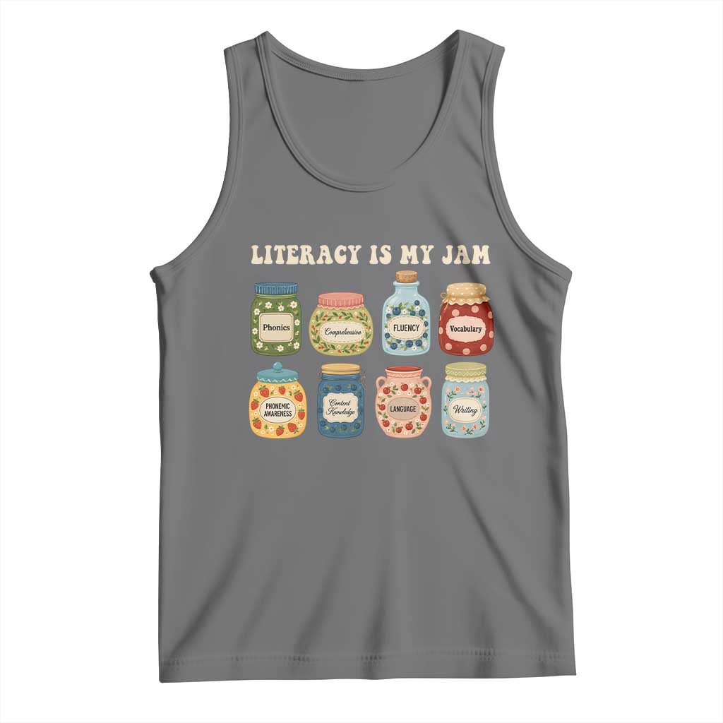 Literacy Is My Jam Tank Top SPED Teacher Special Education Life Dyslexia Reading
