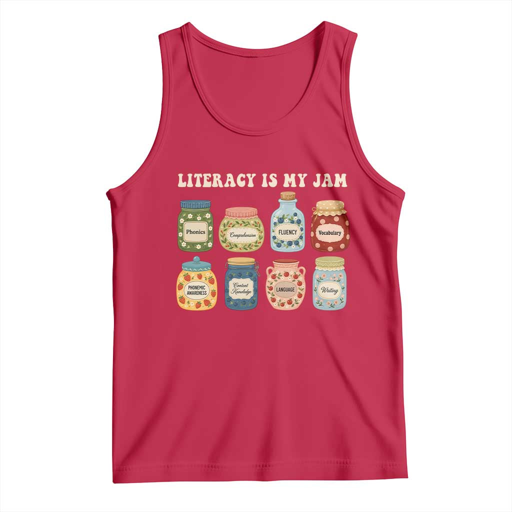 Literacy Is My Jam Tank Top SPED Teacher Special Education Life Dyslexia Reading