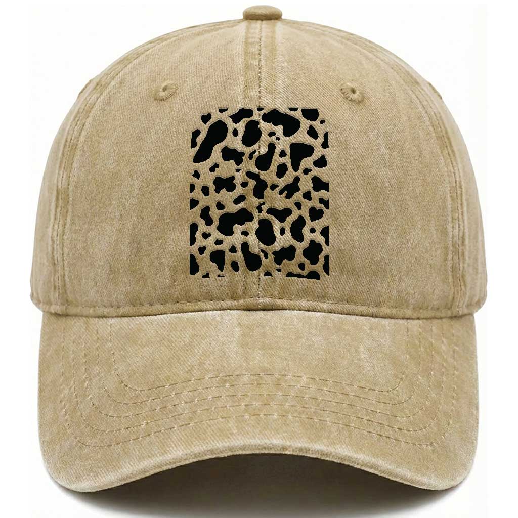Western Cow Pattern Print Washed Cotton Baseball Cap Bull Cow Lover Gift
