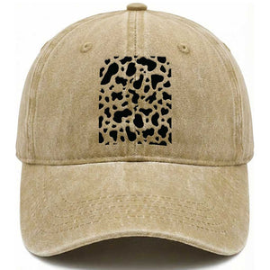 Western Cow Pattern Print Washed Cotton Baseball Cap Bull Cow Lover Gift
