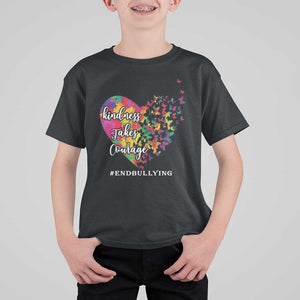 Unity Day T Shirt For Kid Kindness Takes Courage End Bullying Heart Butterfly TS11 Black Print Your Wear