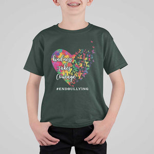 Unity Day T Shirt For Kid Kindness Takes Courage End Bullying Heart Butterfly TS11 Dark Forest Green Print Your Wear