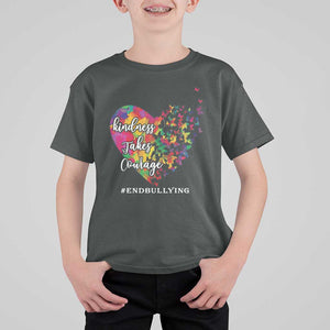 Unity Day T Shirt For Kid Kindness Takes Courage End Bullying Heart Butterfly TS11 Dark Heather Print Your Wear