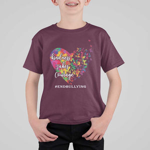 Unity Day T Shirt For Kid Kindness Takes Courage End Bullying Heart Butterfly TS11 Maroon Print Your Wear