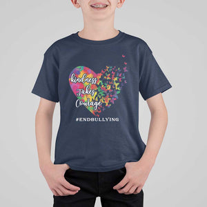 Unity Day T Shirt For Kid Kindness Takes Courage End Bullying Heart Butterfly TS11 Navy Print Your Wear