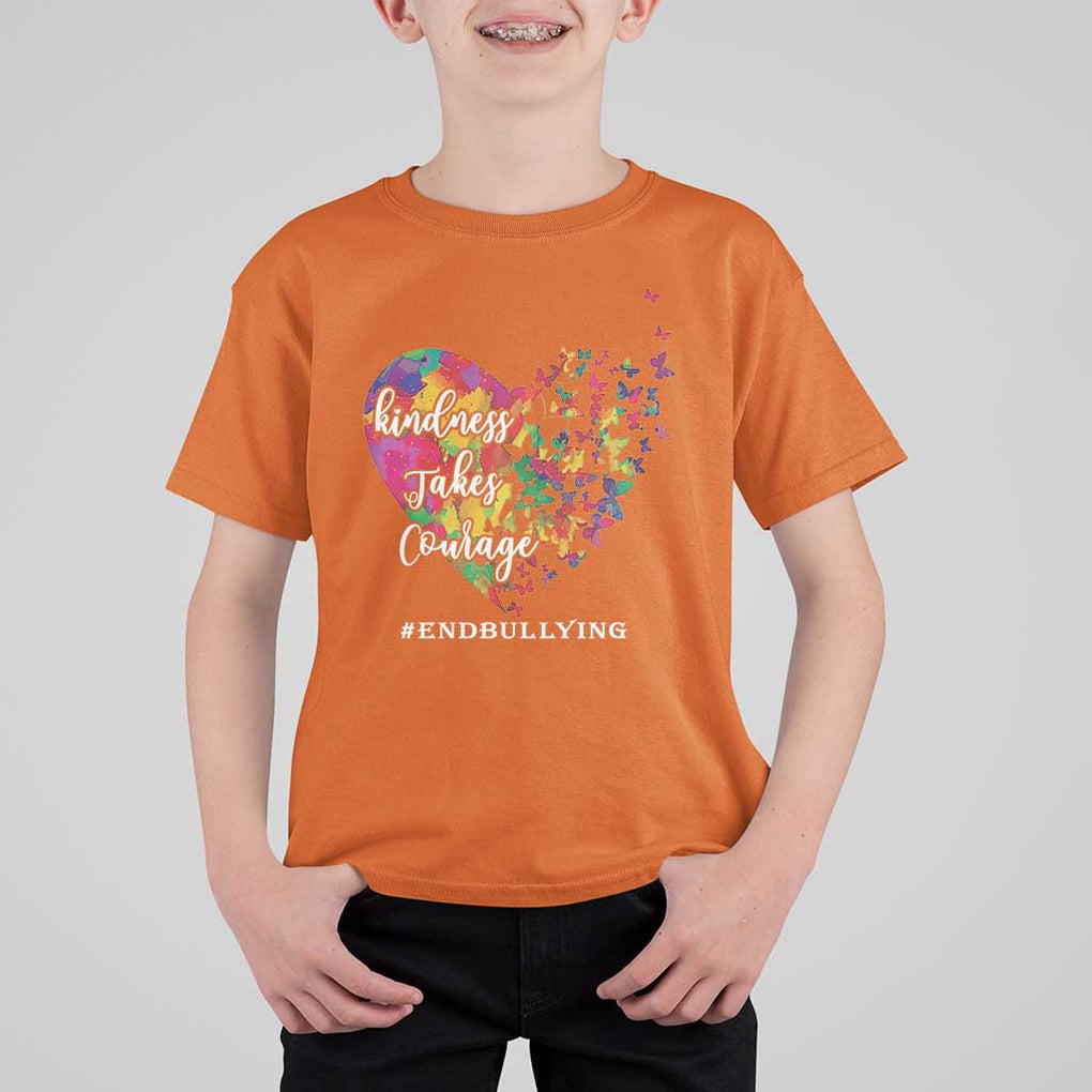 Unity Day T Shirt For Kid Kindness Takes Courage End Bullying Heart Butterfly TS11 Orange Print Your Wear