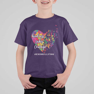 Unity Day T Shirt For Kid Kindness Takes Courage End Bullying Heart Butterfly TS11 Purple Print Your Wear