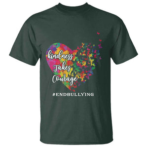 Unity Day T Shirt Kindness Takes Courage End Bullying Heart Butterfly TS11 Dark Forest Green Print Your Wear