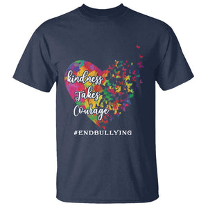 Unity Day T Shirt Kindness Takes Courage End Bullying Heart Butterfly TS11 Navy Print Your Wear