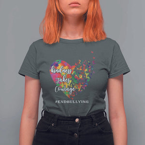 Unity Day T Shirt For Women Kindness Takes Courage End Bullying Heart Butterfly TS11 Dark Heather Print Your Wear