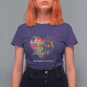 Unity Day T Shirt For Women Kindness Takes Courage End Bullying Heart Butterfly TS11 Purple Print Your Wear