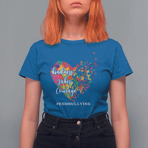 Unity Day T Shirt For Women Kindness Takes Courage End Bullying Heart Butterfly TS11 Royal Blue Print Your Wear