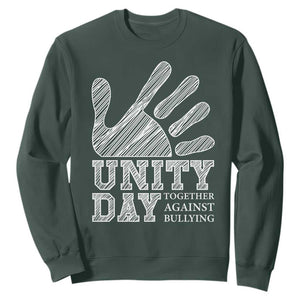 Anti Bullying Awareness Sweatshirt Unity Day Together Against Bullying Hand TS11 Dark Forest Green Print Your Wear