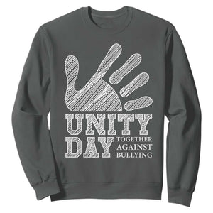 Anti Bullying Awareness Sweatshirt Unity Day Together Against Bullying Hand TS11 Dark Heather Print Your Wear