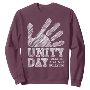 Anti Bullying Awareness Sweatshirt Unity Day Together Against Bullying Hand TS11 Maroon Print Your Wear