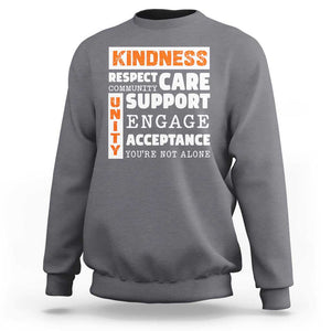 Anti Bullying Awareness Sweatshirt Kindness Respect Support Unity Day TS11 Charcoal Print Your Wear