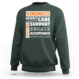 Anti Bullying Awareness Sweatshirt Kindness Respect Support Unity Day TS11 Dark Forest Green Print Your Wear