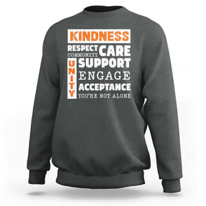 Anti Bullying Awareness Sweatshirt Kindness Respect Support Unity Day TS11 Dark Heather Print Your Wear