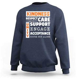 Anti Bullying Awareness Sweatshirt Kindness Respect Support Unity Day TS11 Navy Print Your Wear