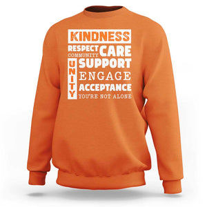 Anti Bullying Awareness Sweatshirt Kindness Respect Support Unity Day TS11 Orange Print Your Wear