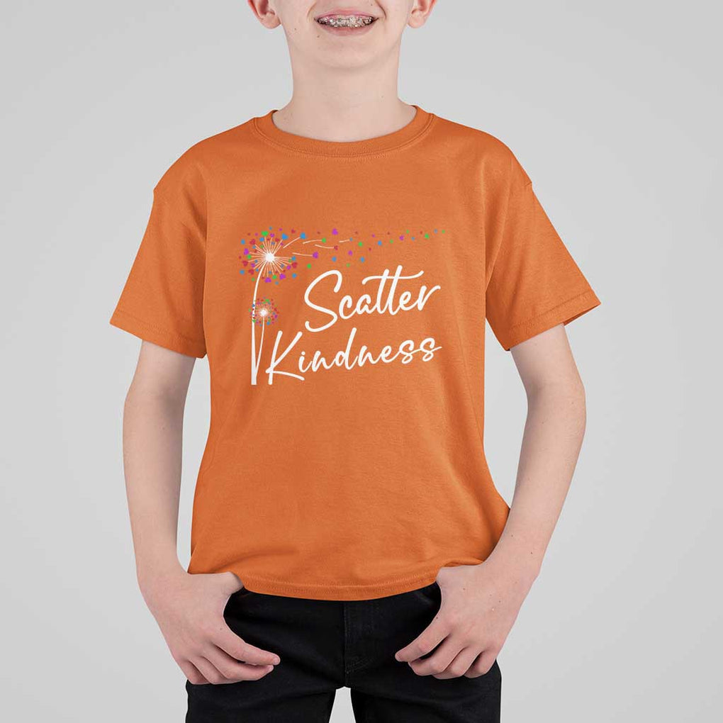 Unity Day T Shirt For Kid Scatter Kindness Dandelions Heart Anti Bullying TS11 Orange Print Your Wear