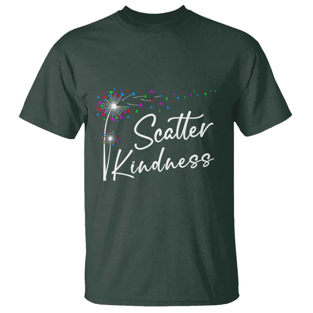 Unity Day T Shirt Scatter Kindness Dandelions Heart Anti Bullying TS11 Dark Forest Green Print Your Wear