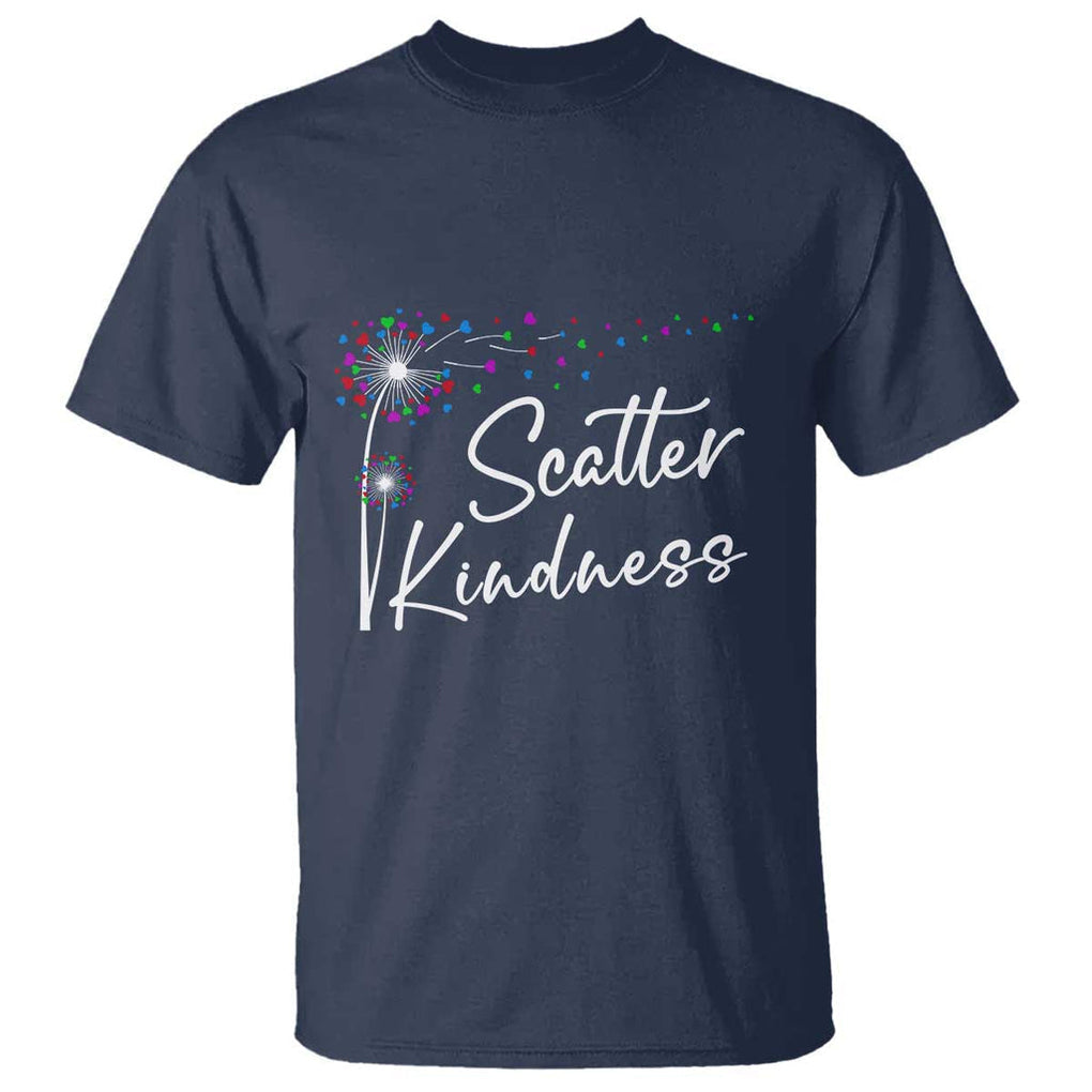 Unity Day T Shirt Scatter Kindness Dandelions Heart Anti Bullying TS11 Navy Print Your Wear