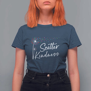 Unity Day T Shirt For Women Scatter Kindness Dandelions Heart Anti Bullying TS11 Navy Print Your Wear