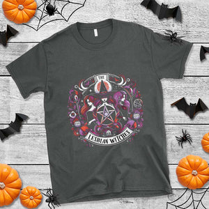 Halloween LGBT T Shirt The Lesbian Witches Pride Flag Pentagram TS11 Dark Heather Print Your Wear