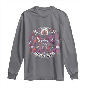 Halloween LGBT Long Sleeve Shirt The Lesbian Witches Pride Flag Pentagram TS11 Charcoal Print Your Wear