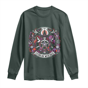 Halloween LGBT Long Sleeve Shirt The Lesbian Witches Pride Flag Pentagram TS11 Dark Forest Green Print Your Wear