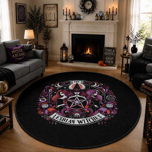 Halloween LGBT Round Rug The Lesbian Witches Pride Flag Pentagram