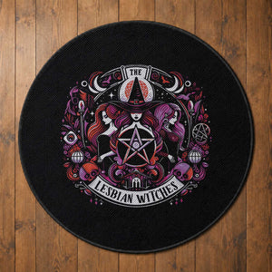 Halloween LGBT Round Rug The Lesbian Witches Pride Flag Pentagram