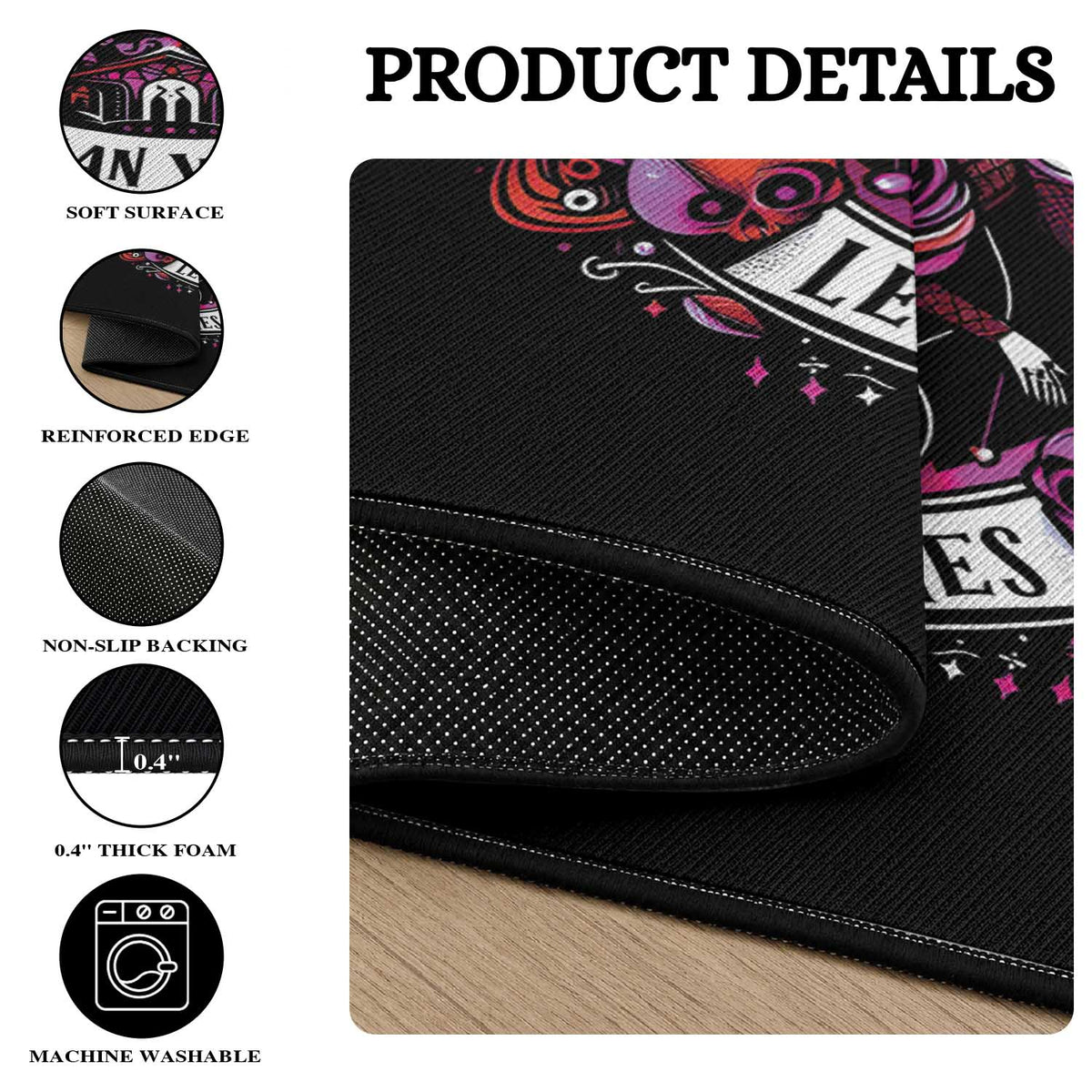 Halloween LGBT Round Rug The Lesbian Witches Pride Flag Pentagram