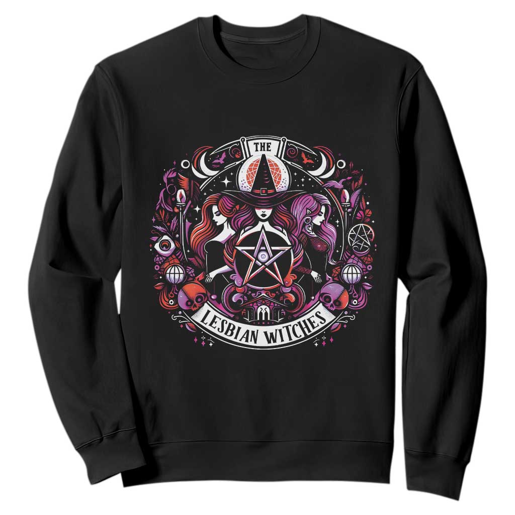 Halloween LGBT Sweatshirt The Lesbian Witches Pride Flag Pentagram TS11 Black Print Your Wear