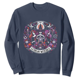 Halloween LGBT Sweatshirt The Lesbian Witches Pride Flag Pentagram TS11 Navy Print Your Wear