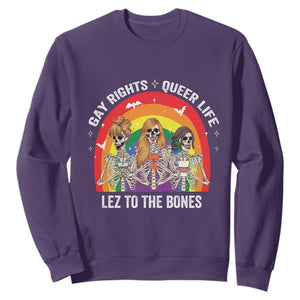 Halloween LGBT Sweatshirt Gay Rights Queer Life Lez To The Bones Skeleton TS11 Purple Print Your Wear