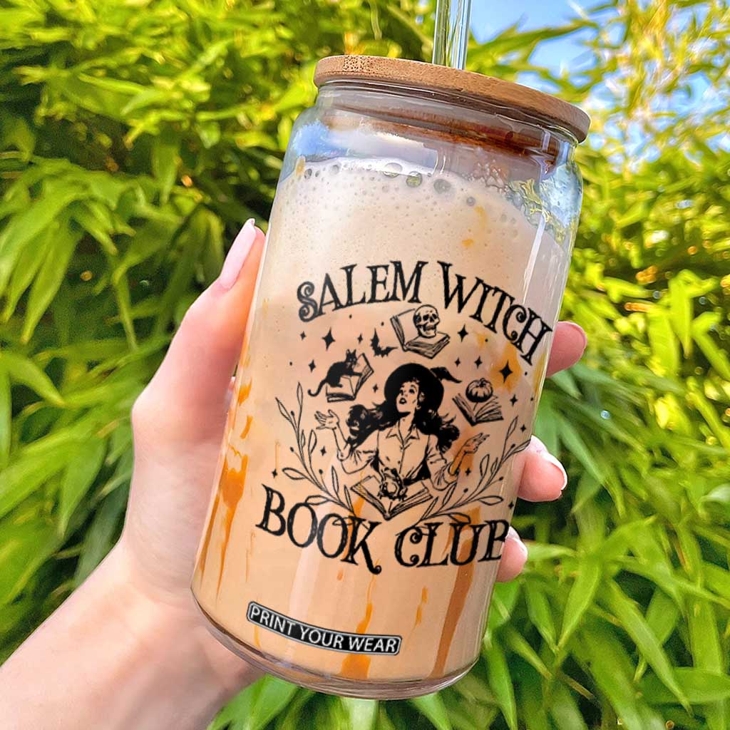Halloween Bookish Glass Can Salem Witch Book Club