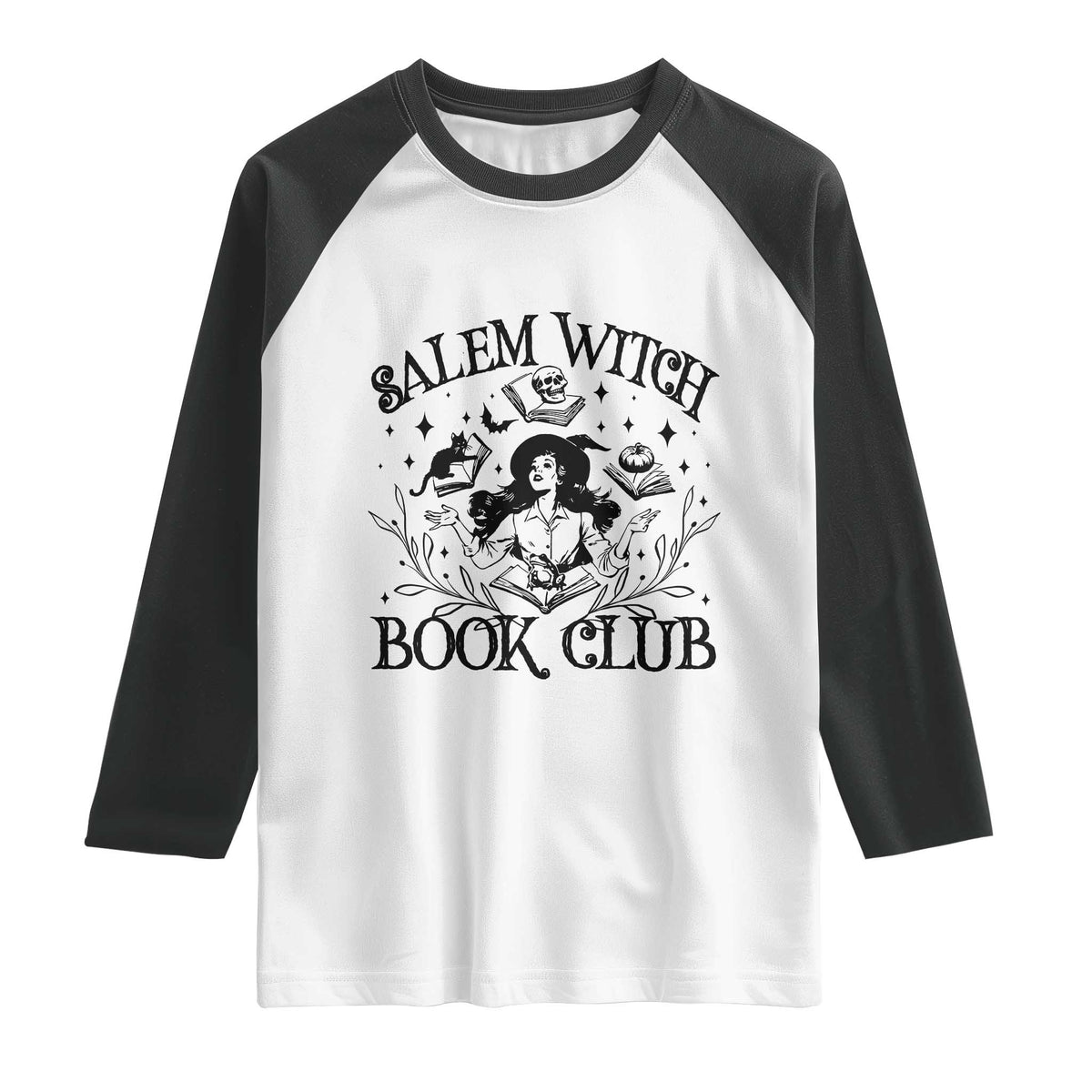 Halloween Bookish Raglan Shirt Salem Witch Book Club
