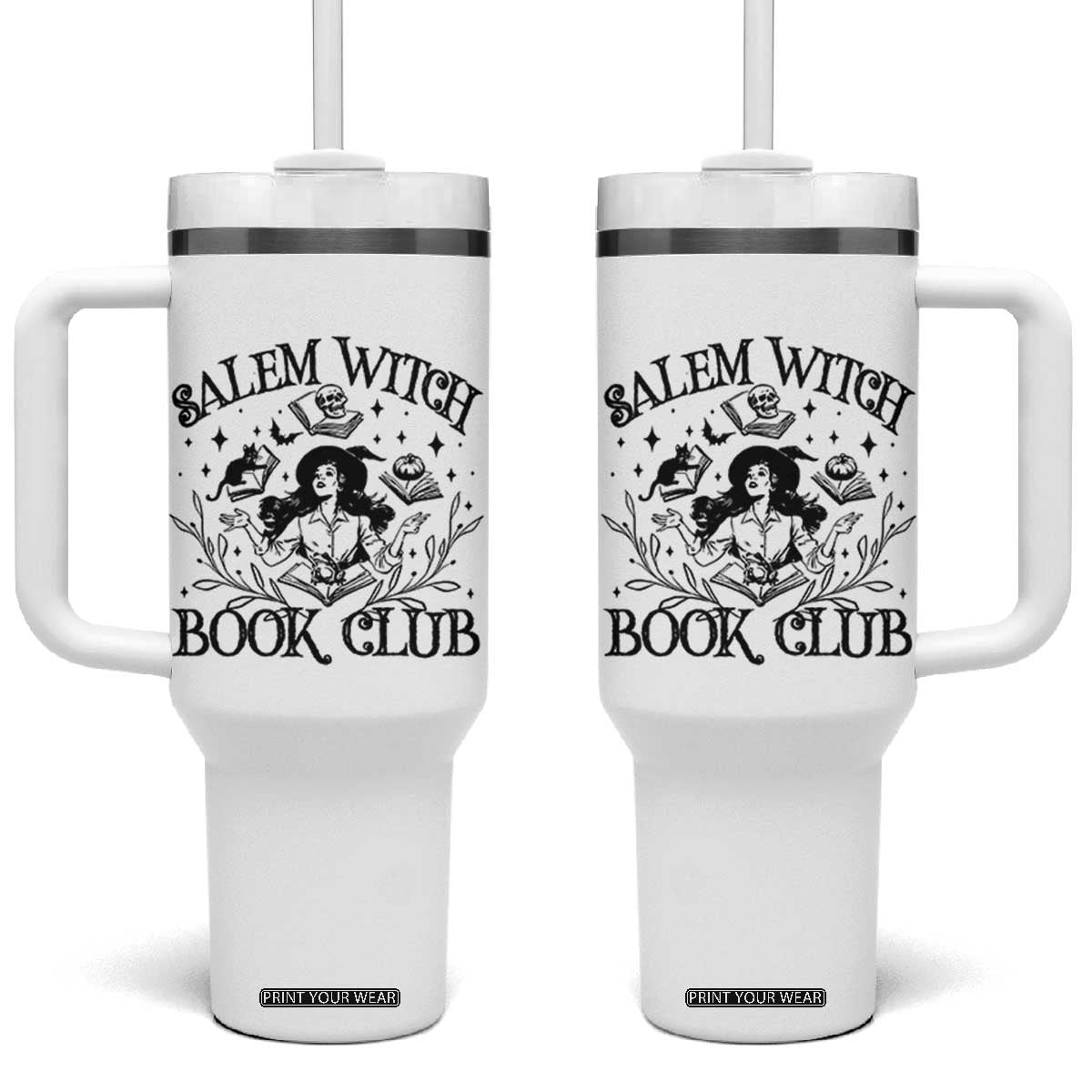 Halloween Bookish Tumbler With Handle Salem Witch Book Club