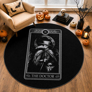 Plague Doctor Round Rug Tarot Card Horror Death Occult Satanic