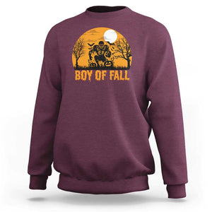 Funny Halloween Football Sweatshirt Boy Of Fall American Football Player Zombie Pumpkin Bat TS11 Maroon Print Your Wear