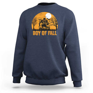 Funny Halloween Football Sweatshirt Boy Of Fall American Football Player Zombie Pumpkin Bat TS11 Navy Print Your Wear