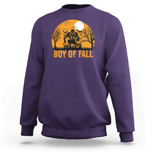 Funny Halloween Football Sweatshirt Boy Of Fall American Football Player Zombie Pumpkin Bat TS11 Purple Print Your Wear