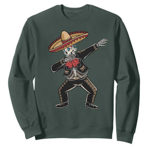 Day Of The Dead Sweatshirt Dabbing Sugar Skull Skeleton Mariachi TS11 Dark Forest Green Print Your Wear