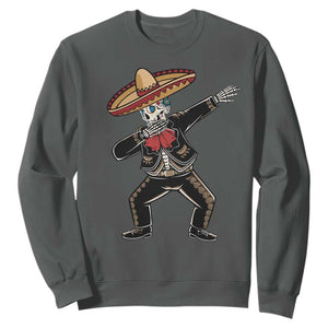 Day Of The Dead Sweatshirt Dabbing Sugar Skull Skeleton Mariachi TS11 Dark Heather Print Your Wear