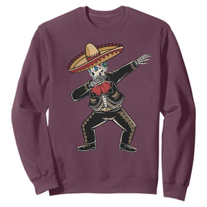 Day Of The Dead Sweatshirt Dabbing Sugar Skull Skeleton Mariachi TS11 Maroon Print Your Wear